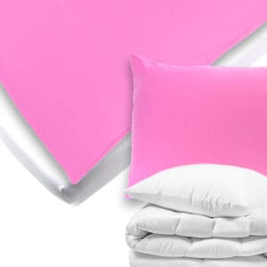 Otroški posteljni komplet: Enobarvni set posteljnine za otroško posteljico, roza barve